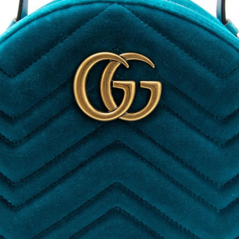 Gucci Dome Marmont Petrol Velvet Matelasse Gg (Sku 4784) Backpack - Picture 9 of 11